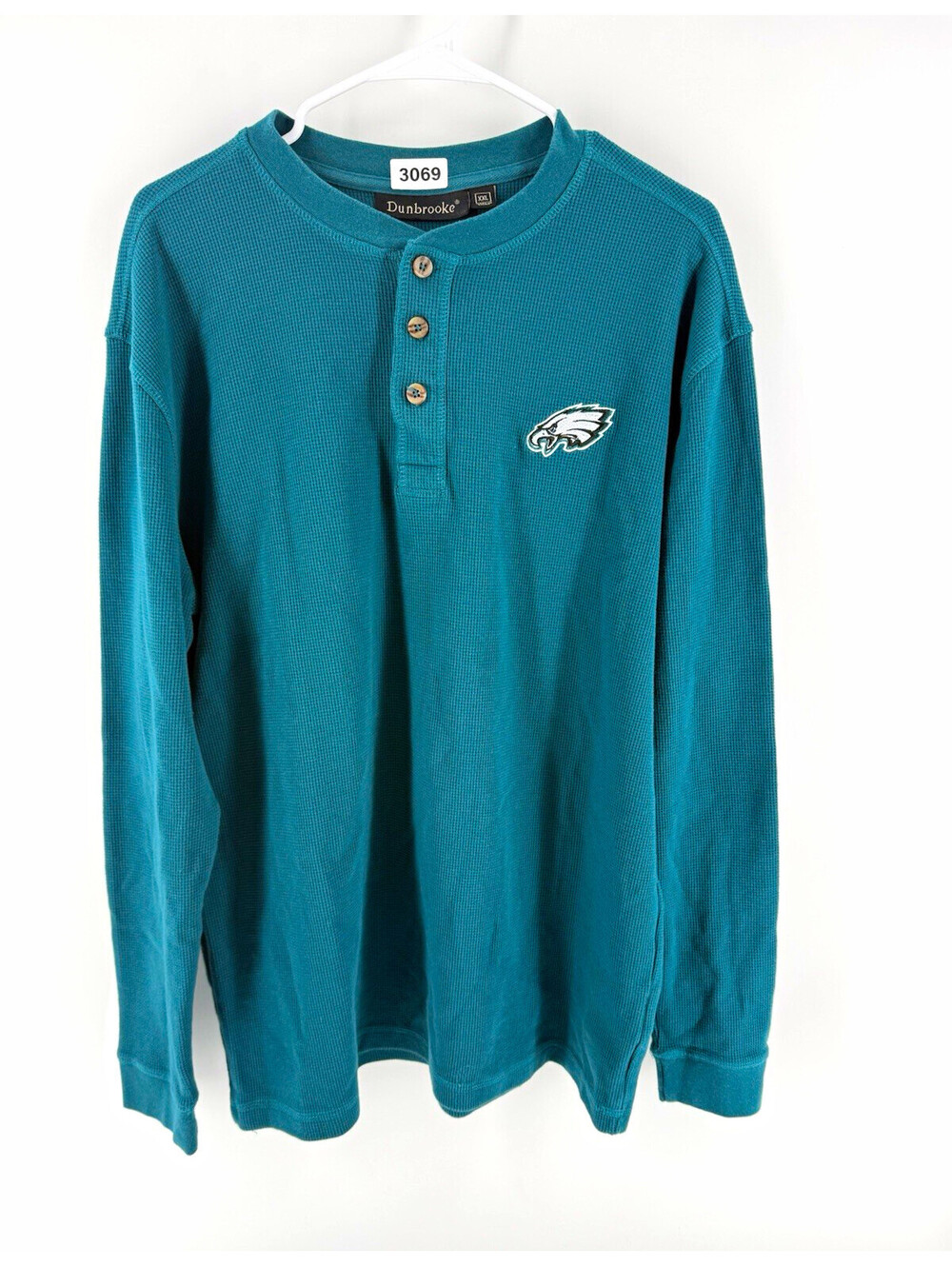 Dunbrooke Philadelphia Eagles NFL Football Waffle Knit Henley Long Sleeve 2XL